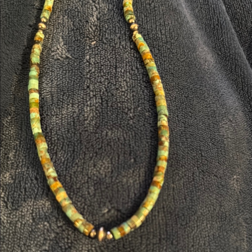 Beautiful Turquoise with Navajo Silver Beads 18” necklace. Sought after style!